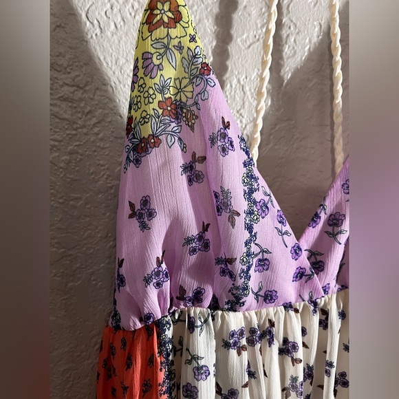 NWT Gorgeous Forever 21 Rope Straps Open Back Boho Maxi Ruffle Layered Small - Picture 4 of 11